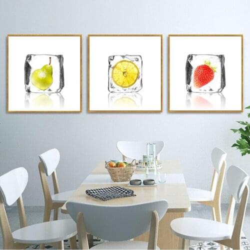 Pear Strawberry Lemon Ice Fruits Paintings For Kitchen Modular Picture Nordic Poster Wall Pictures For Living Room Cuadros Decor