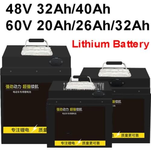 48V 32Ah/40Ah 60V 20Ah/26Ah/32Ah Lithium Battery With Charger For Below 1800W Power Electric Vehicle Electric Bicycle Scooter