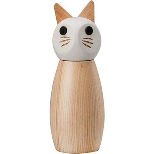 Salt and Pepper Grinder , Wooden Salt and Pepper Mill Shaker with Adjustable Coarseness, for BBQ/Kitchen/Decoration,Cat