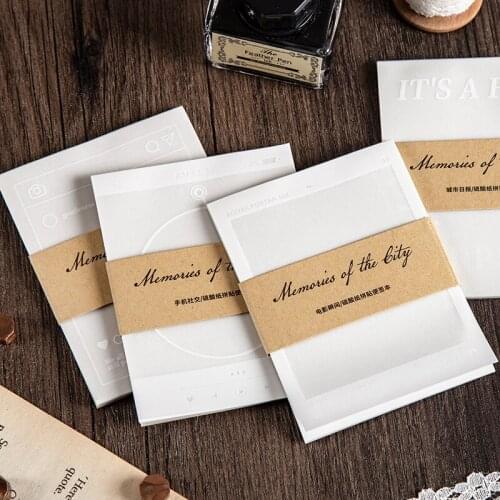 30 Sheets Cute Japanese Memo Pads Simple White Ink Collage Decoration Base Paper Kawaii Journaling Stationery Vintage Supplies