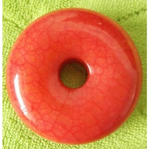 Natural Blood Jade Pendant Circle Donut Lucky Amulet PingAnKou peace buckle