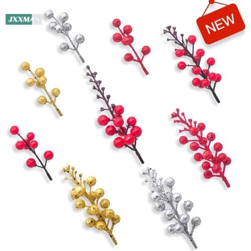 New Christmas Foam Berry Artificial Flower Plastic Branch Home Wedding DIY Plant Decoration Party Decor Festive Supplies Navidad
