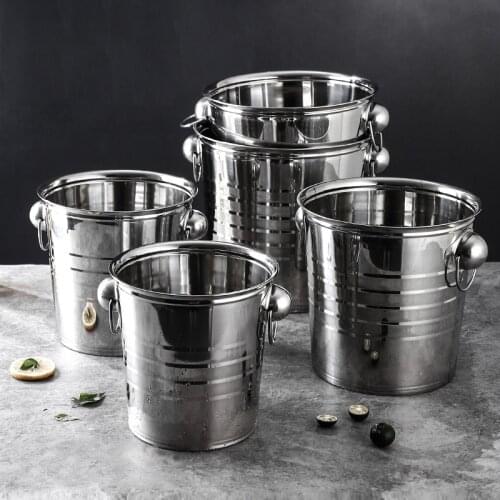 OAPE Beer Wine Coolers Stainless Steel Ice Bucket Large Capacity Binaural Matel Champagne Bucket Hotel Bar KTV Ice Wine Bucket