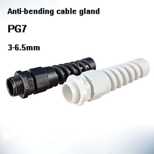 PG7 M12 10pcs Nylon Cable conduit Gland 3-6.5mm thread wire Plastic Flex Spiral Strain Relief cable connection Free shipping
