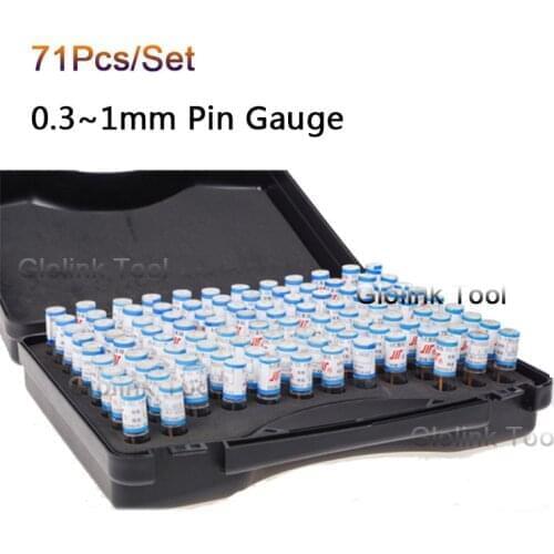 0.3-1mm Precision Steel Pin Gauge 0.3-1 step 0.01mm Smooth Plug Gauge Hole Gauge set pin Measuring Tool,71pcs/lot