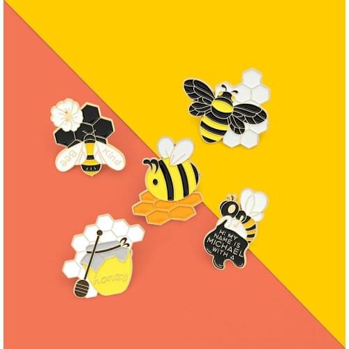 Hi my name is michael with Canned Honey Bee Kind Enamel Pin Brooches Bag Lapel Pin Cartoon Badge Jewelry Gift for Kids Friends