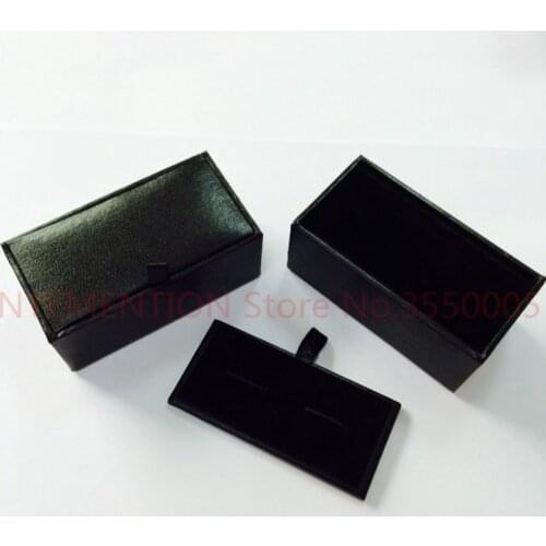Wedding Gift Boxes 200pcs/lot Black Shirt Cufflink Box Cufflink Gift Case Holder Jewelry Packaging Boxes Organizer Black