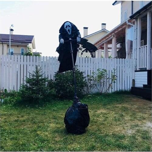 Halloween Ghostface Scarecrow Decor Yard Art Hanging Horror Scary Ghost Flying Props Garden Bird Repellent Halloween Supplies