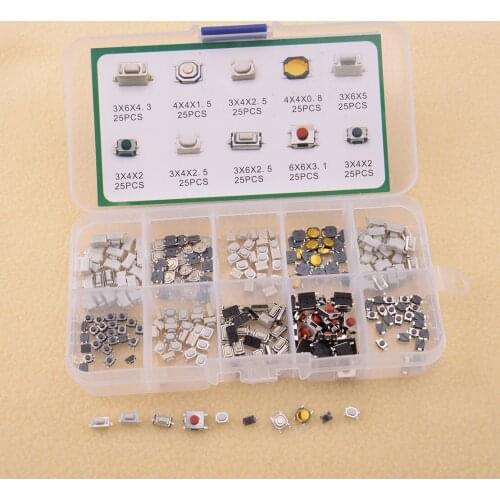 Universal 250Pcs Car Tact Tactile Micro Push Button Switches Microswitch Fit For Mini Remote Key Fob10 Type Accessories
