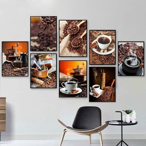 Vintage Coffee Bean Canvas Painting Wall Art Coffe House Posters Prints Modern Realist Home Decoration Kitchen Decor Cuadros