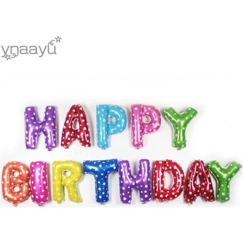 Ynaayu 13pcs/set 16 Inch Foil Balloons Happy Birthday Helium Ballons Birthday Wedding Decor Air Baloons Event Party Supplies