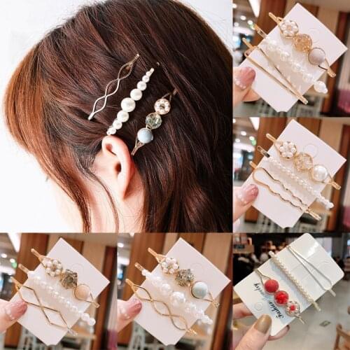 3pcs classic Pearl hair Barrettes Hairgrip Hairpin Headband Fashion Hair Accessories For Girl/Women