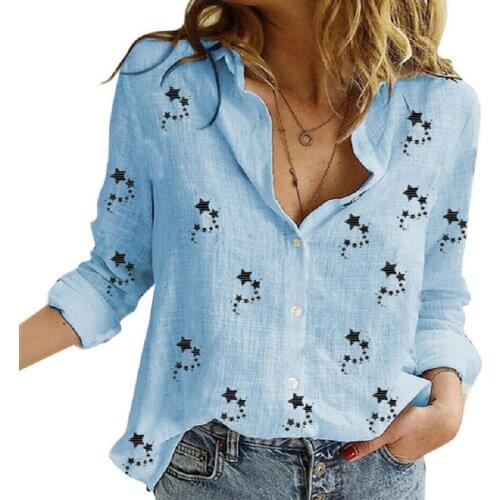 Womens blouse Casual Flower Print Shirts Button Lapel Cardigan Top Lady Loose Long Sleeve Oversized Shirt Blouses Autumn Blusas