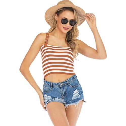 Womens new short sleeveless open back short women Womens wear T-shirt vest suspender Backless strip Camisole Navel exposed