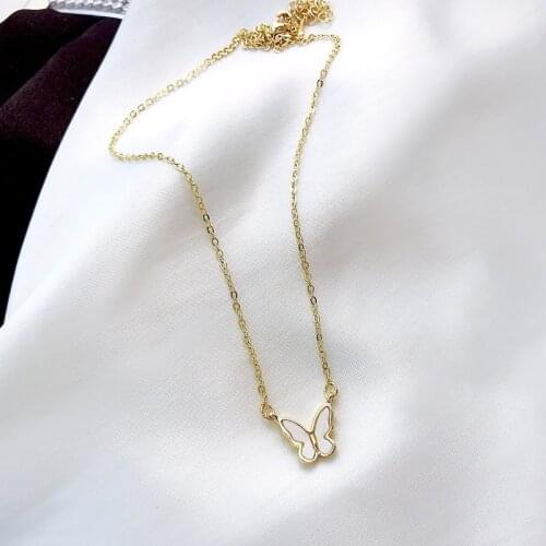 Fashion Butterfly Pendant Necklace Women Aesthetic18k plating Pinctada albina Neck Chain Collarbone Choker Jewelry Charm Gift