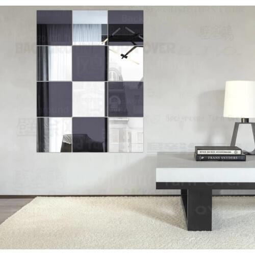 12pcs Mirror Stickers Sticker Decor Room Decoration 3D Long Full Body Wall Mirrored Adhesive Paper Mural Square Geometry R225