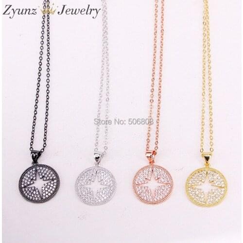 6PCS ZYZ330-2910 CZ Starburst Pendant Necklace Choker Mix color Chain Colar Femme Statement Jewelry Birthday Gift