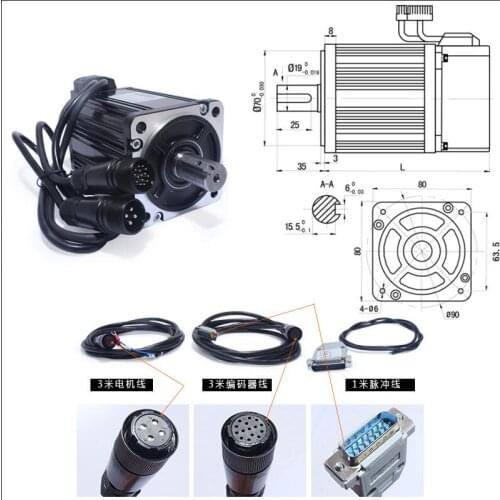 80st-m02430 motor set 2.4N.M 750W AC servo motor + driver