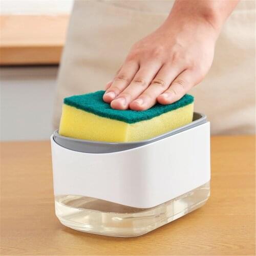 Press type soap box sponge soap dispenser automatic distributor kitchen dishwasher soap box detergent container kitchen tools