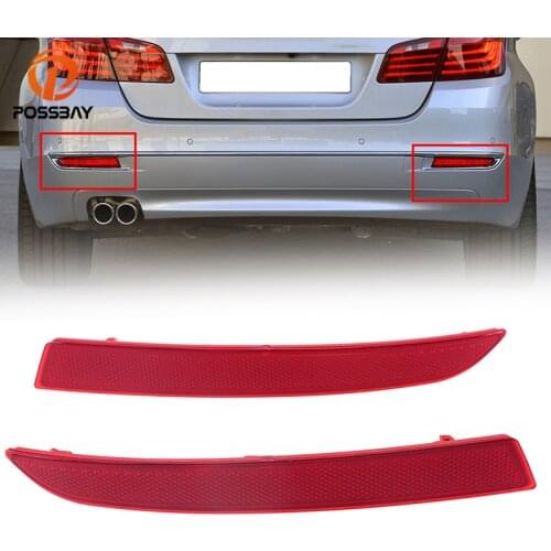 POSSBAY Red Brake Light Parking Tail Lights Sticker Rear Bumper Reflector for BMW 5-Series F10/F18 Sedan 2014-2017 Facelift
