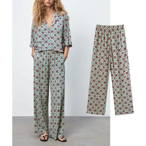 Za Women Pants 2021 High Waist Relaxed Woman Trousers Fashion Elastic Waist Straight Leg Casual Loose Pants