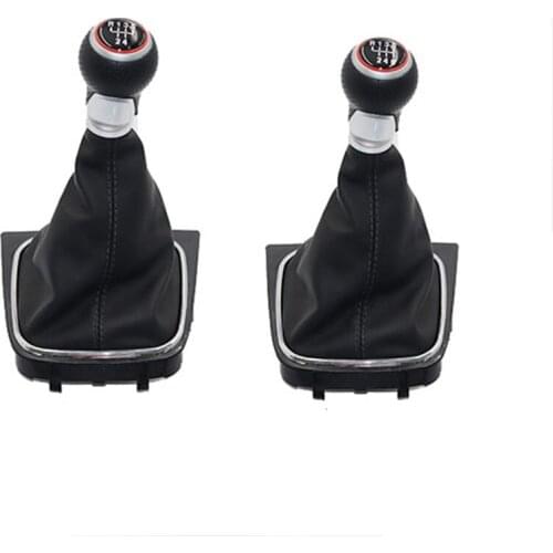 5/6 Speed silver+red Car Shift Gear Knob Lever Gaitor Boot Cover For VW Golf 5 MK5 R32 GTD GTI 2004 - 2009 black line