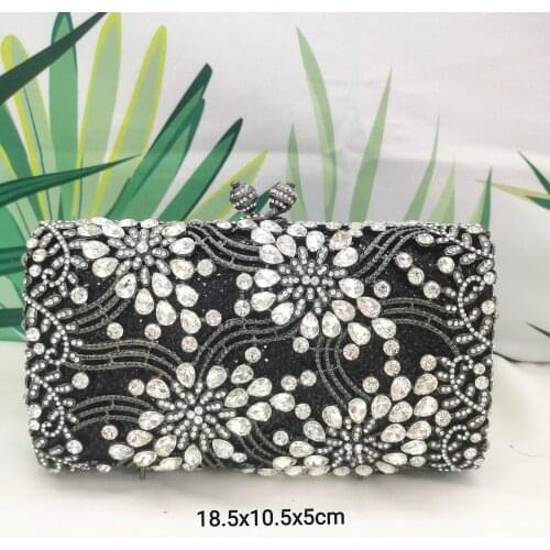 XIYUAN Rhinestone Flower Handbags For Women Diamond Wedding Party Wallets New Fashion Lady Crystal Wedding Clutch Bag Purse Gift