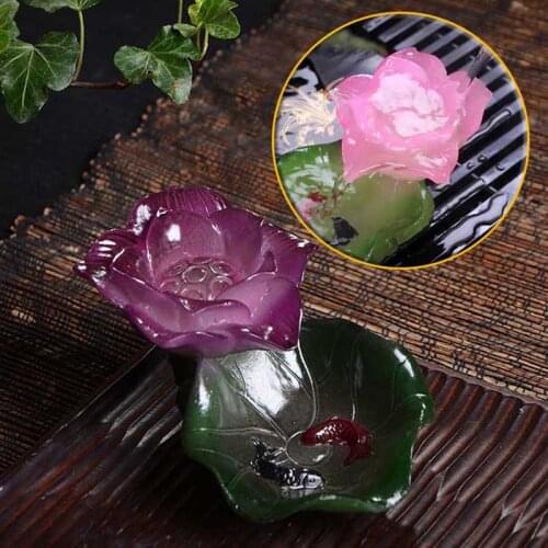 Dehua Color-changing Resin Lotus Tea Pet Decoration