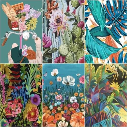 GATYZTORY Oil Painting By Numbers Leaf DIY Paint By Numbers Flower For Adults Home Decor Plant Wall Picture For Living Room