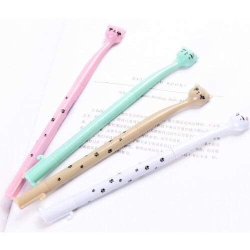 Kawaii Plastic Ink Creative Gel Pen 0.5mm Cartoon Cat Neutral Pens For School Writing Office Supplies Pen Cute Korean Stationery