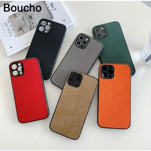 Lychee Pattern Leather Texture Case For iPhone 12 Pro Max Mini XS SE 11Pro XR X Phone Cases For iPhone 8 6 6s 7 plus Soft Cover