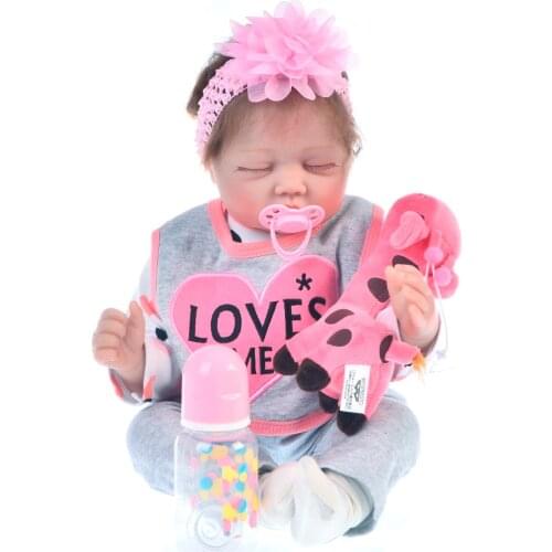 Reborn Baby Doll 55cm Sleeping Eyes Closed Newborn Hair Implanted Children Gift
