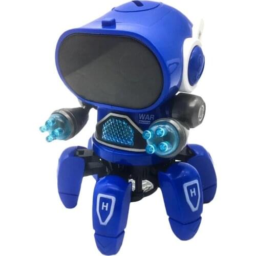 Cute 6-Claws Colorful LED Light Music Dancing Mini Electric Robot Kids Toy Gift
