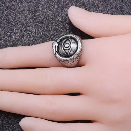 Fashion New Punk Gothic Eye Circle Retro Ring Round Mens Alloy Ring Good Friend Birthday Jewelry Gift