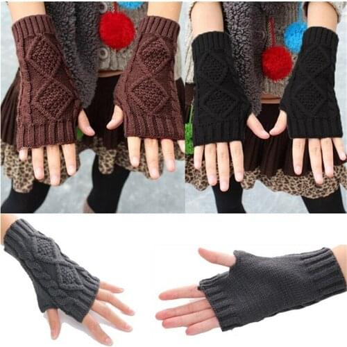 Fashion Unisex Men Women Arm Warmer Fingerless Knitted Long Gloves Cute Mittens