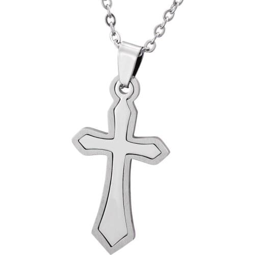 Fashion Stainless Steel Jewelry Two Cross a Set Pendant Necklace with 20" Chain Wholesale Men Jewellery