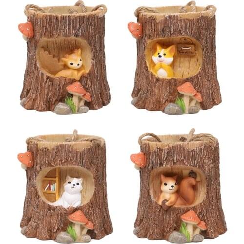 Cartoon Animal Green Plants Bonsai Resin Swing Hanging Basket Micro Landscape Succulent Flowerpot Desktop Potted Decoration