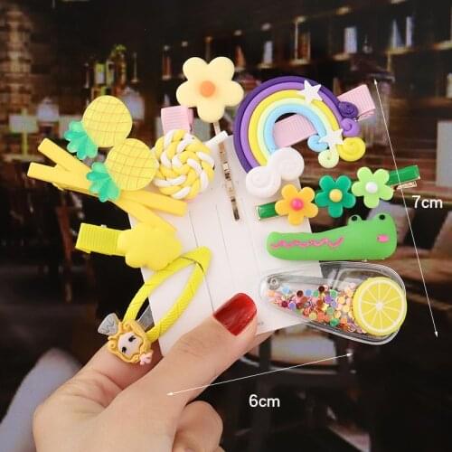 10Pcs Hair Clip Set Girl Cute Hair Bands Hair Accessories Bow Flower Fruit Headwear Hairpins Cartoon Hair Band Hairpin Headdress