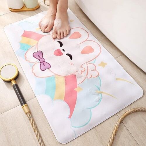 PVC Non-slip Bath Mat Cute Animal Safety Bathroom Shower Mat Household childrens Waterproof Toilet Floor Mat with Suction Cups