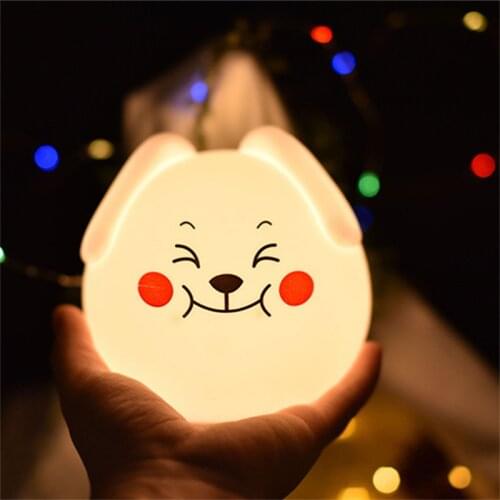 Cute Dog Lamp Night Light Silicone Touch Sensor Control USB Light LED Bedroom Decor Bedside Lamp for Children Baby Kids Gift