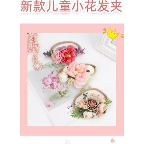 New style hot sale fresh pastoral style performance headband super stretch nylon flower baby headband