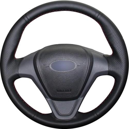 DIY Customize Braiding Black Synthetic Leather Car Steering Wheel Cover For Ford Fiesta 2008 -2013 Ecosport 2013 -2016