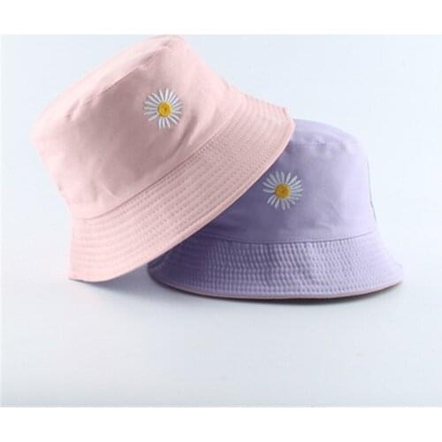 Summer Daisies Bucket Hat Women Fashion Cotton Beach Sun Hats Reversible Bob chapeau Femme Floral Panama Hat Fisherman Hat