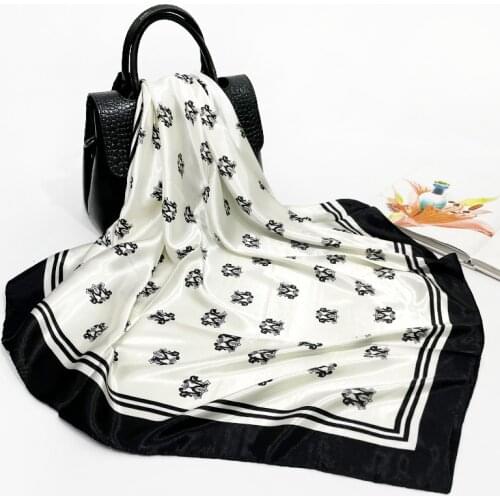 Silk Scarf Ladies 2021 New Simple Dot Printing Square Scarf 90cm Silk Satin Scarf Shawl Headscarf Wholesale