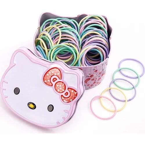 100Pcs/Lot Elastic Rubber Band Gift Box Packed Girl Cute Colorful Hair Bands Headwear Scrunchies Headband Nylon Hair Accessories