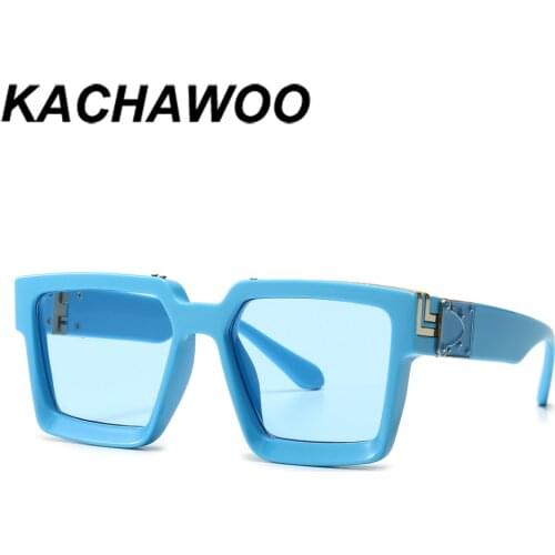 Kachawoo blue square frame sunglasses male candy color women summer fashion sun glasses female trending black green hot sale