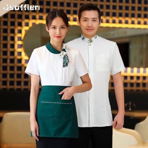Western Restaurant Waiter Uniform for Women Hotel Food Service Kitchen Work Wear Bakery Waitress Uniform Breathable Chef Shirt