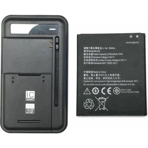 1PCS Universal battery Charger + 1PCS 2300mAh BL242 Battery for lenovo K3 K30-W K30-T A6000 A3860 A3580 A3900 A6010 A6010 Plus