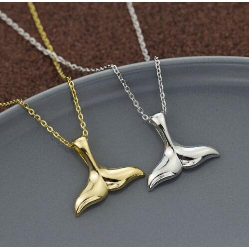 V Attract Hawaiian Nautical Jewelry Lovely Mermaid Tail Necklaces For Women Simple Whale Fishtail Charm Pendant Collar Mujer