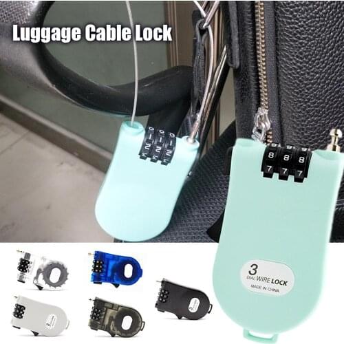 Retractable Mini Luggage Cable Lock 3 Digit Password Combination Bicycle Lock Travel Padlock with 40 Inches Steel Wire for Bike